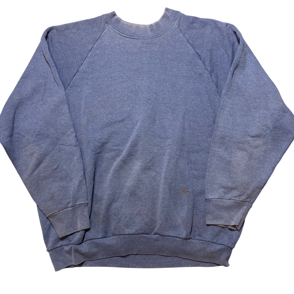 Fruit of the Loom Sweatshirt Mens L Blue Vintage 90s Raglan Blank Made in USA